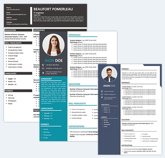free cv template in docx and pptx format