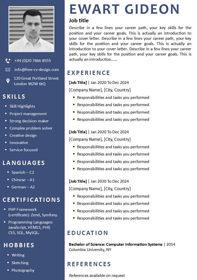 Free CV Design to Download in Word Format (2025)