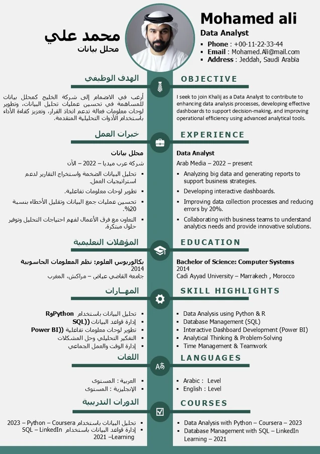 free-arabic-english-cv-template